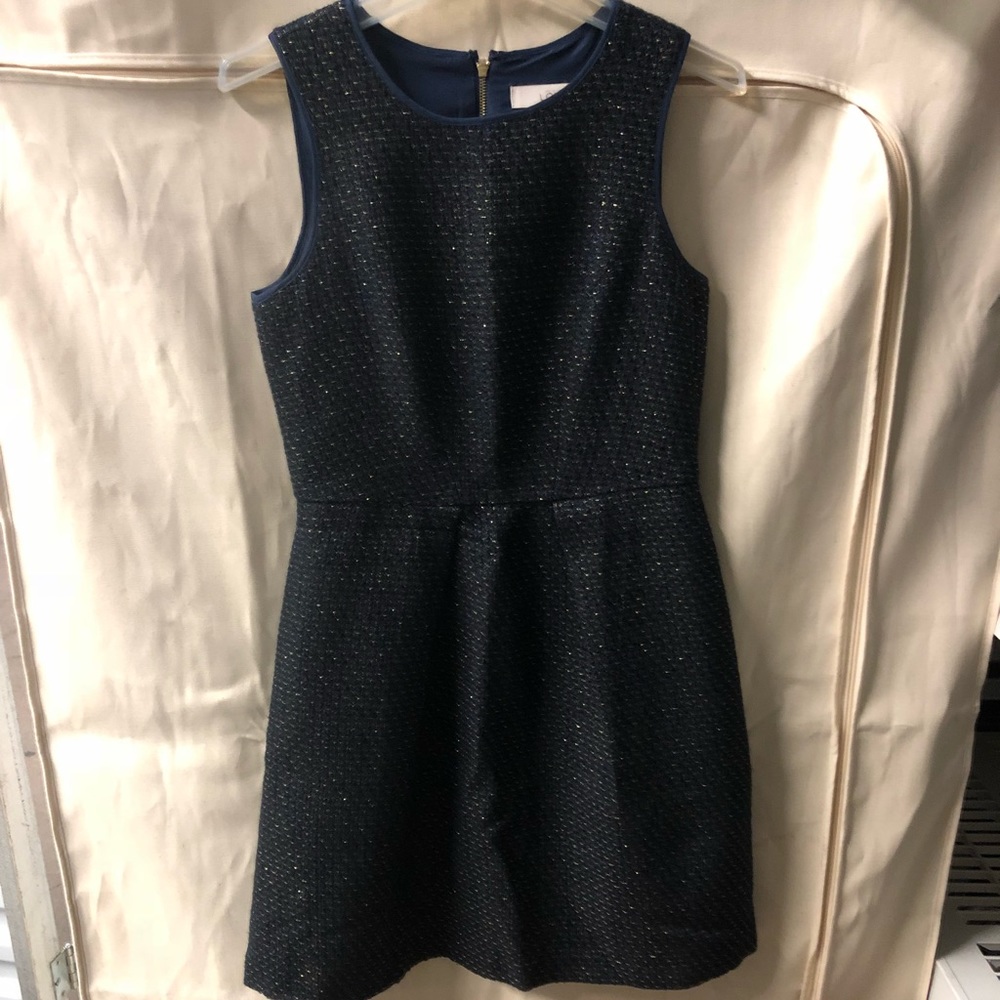 LOFT Navy Black and Gold Party Dress (Sz 2)